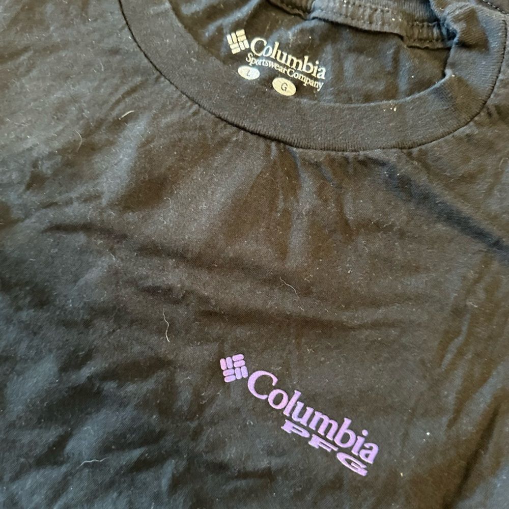 Columbia Black T-Shirt with Purple Logo